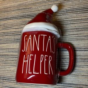 Rae Dunn “Santa’s Helper” Mug with Santa hat topper ❄️ 🎅 - NEW